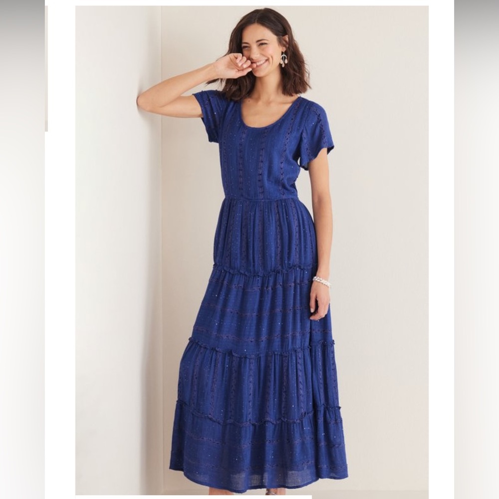 Soft Surroundings Kara Shimmer Dress, Blue Medium. NWT